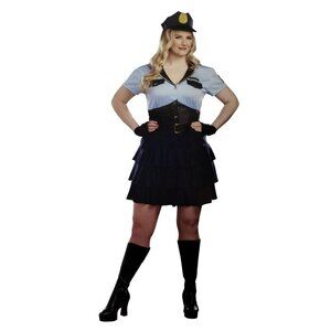 Womens XL Police Officer Halloween Costume Includes Dress, Headpiece and Gloves